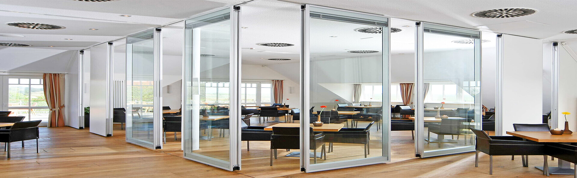 interior-hanging-with-white-stainless-frame-glass-room-partitions